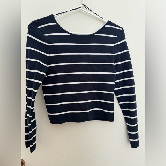 Zara navy and white striped knit top - Picture 2 of 7